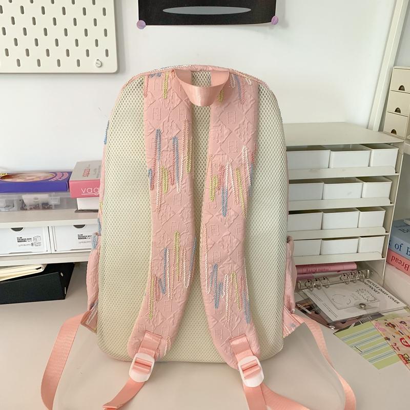 Junior High School Schoolbag Colorful Embroidery Women's Large Capacity Backpack Student Backpack