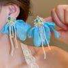 Dopamine petal mesh stud earrings new popular seaside vacation wind earrings exaggerated temperament versatile earrings wholesale