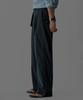 Baulopeulodeogteu Airy Belted Double-Pleat Pants [Navy]