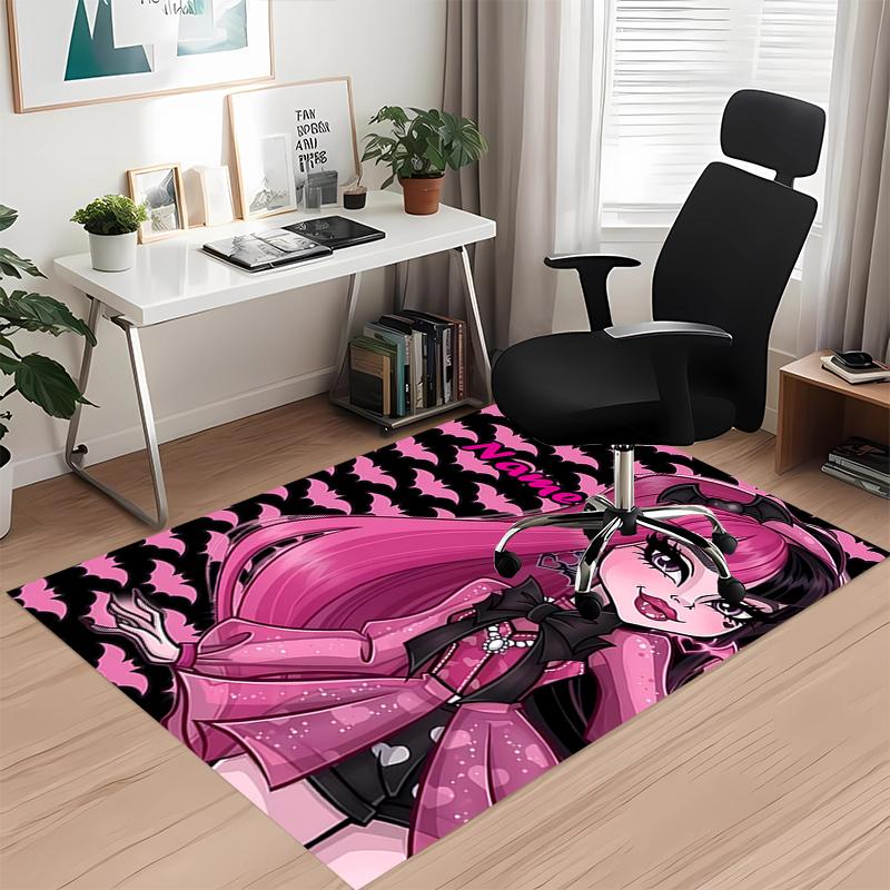 Custom Name Monster High Printed Carpet, for Office Chair Living Room Bedroom Kitchen Room Decor Gifts.