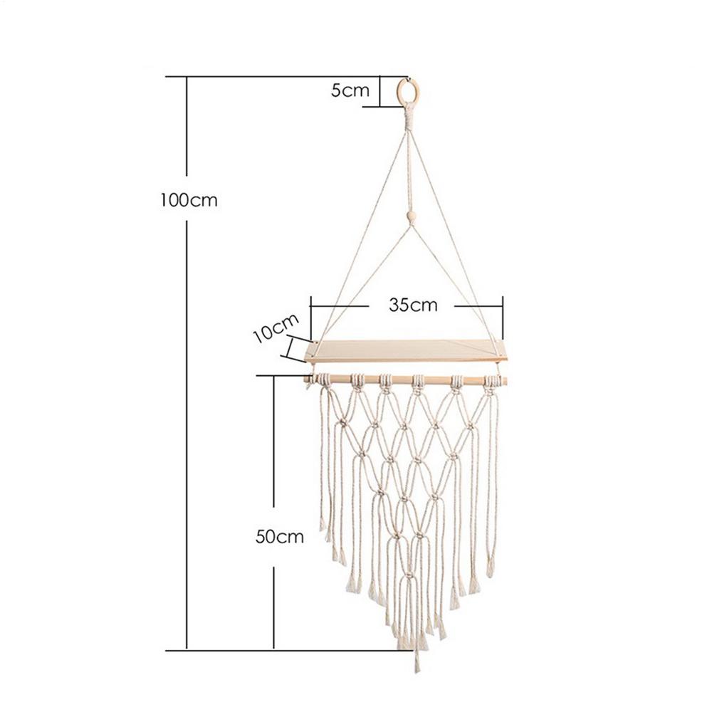 Bohemian Style Decor Wooden White Shelves With String Nordics Display Shelves Wall Mounted Tapestry Shelf Storage Organizer