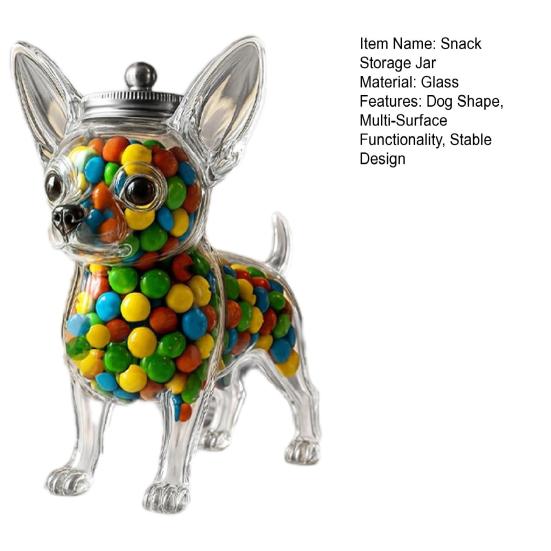 Dog Treat Glass Jar Airtight Snack Storage Container Pet Snack