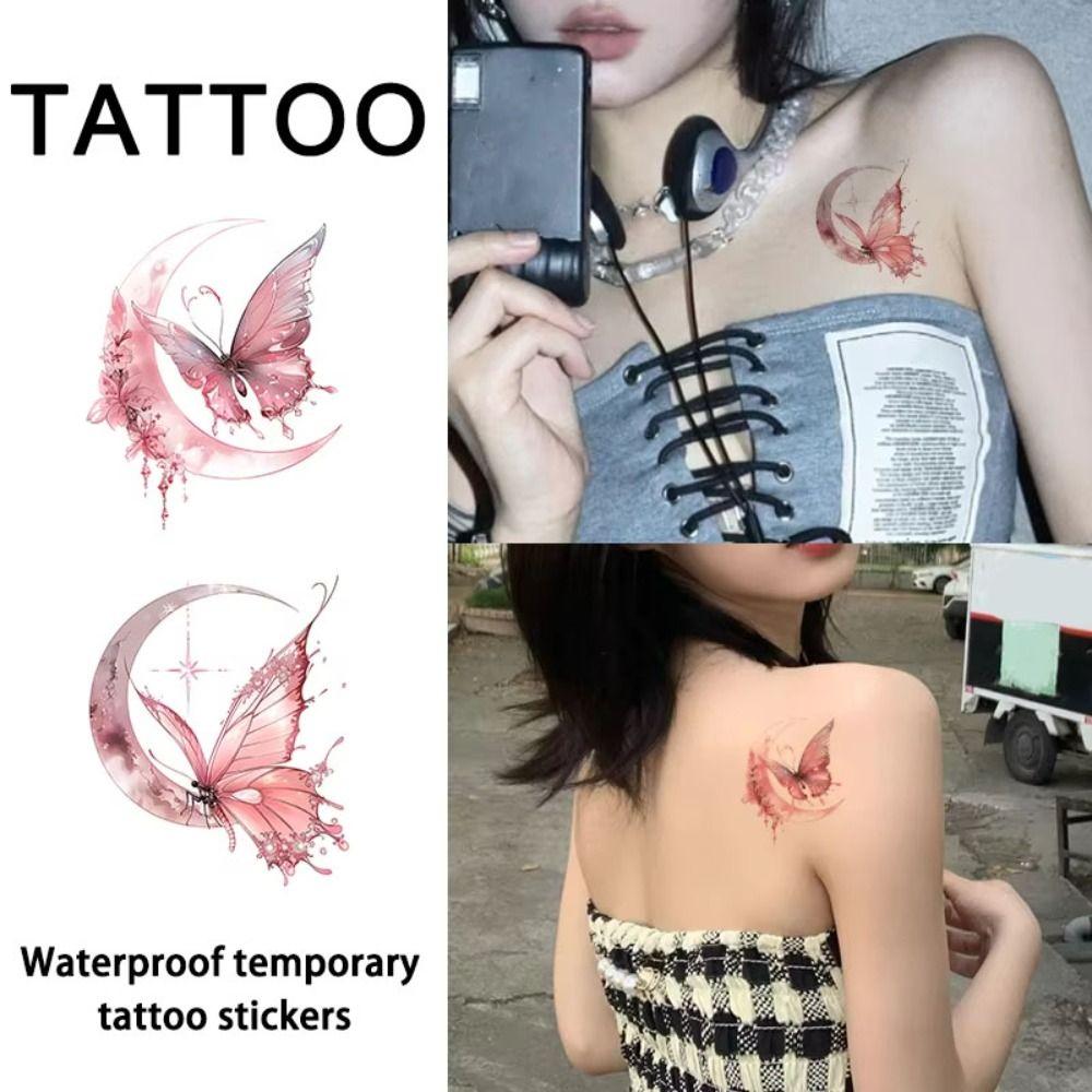 Waterproof Butterfly Tattoo Stickers Moon Pattern Flower Tattoo Stickers  Female