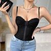 Strapless Jacquard Fishbone Corset Camisole Top