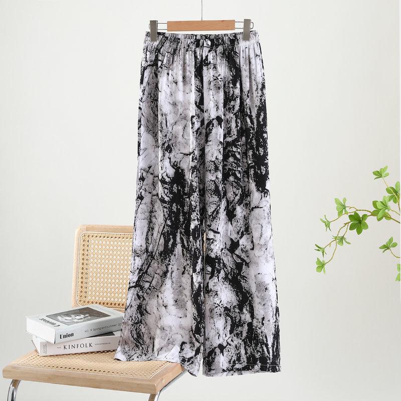 Women's Loungewear: Cotton Silk Loose Wide-Leg Pajamas - Summer Casual Trousers, Wearable Outdoors