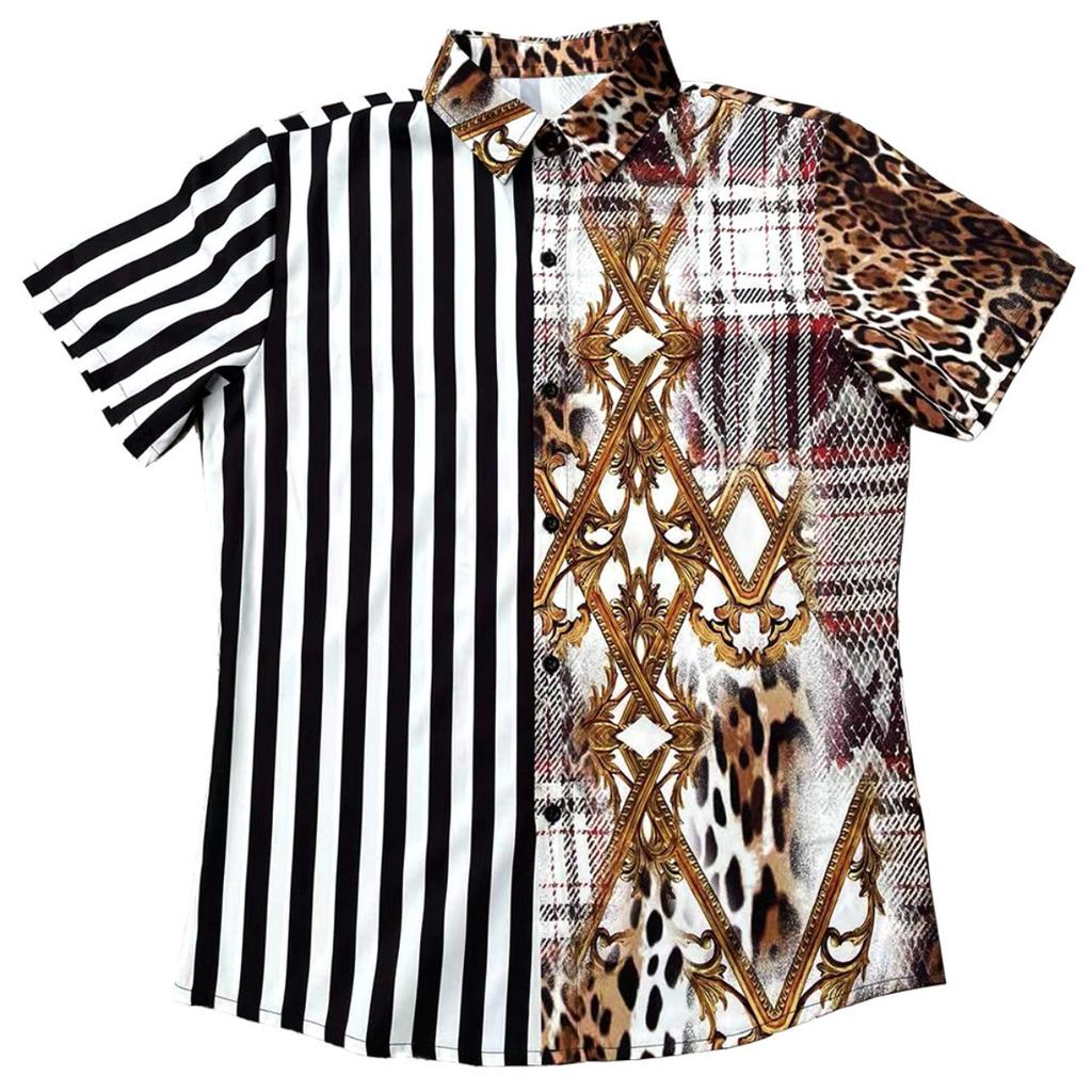 Printed Men's Shirt Casual Beach Open Cardigan Summer Men's Top Fashion for Europe America
