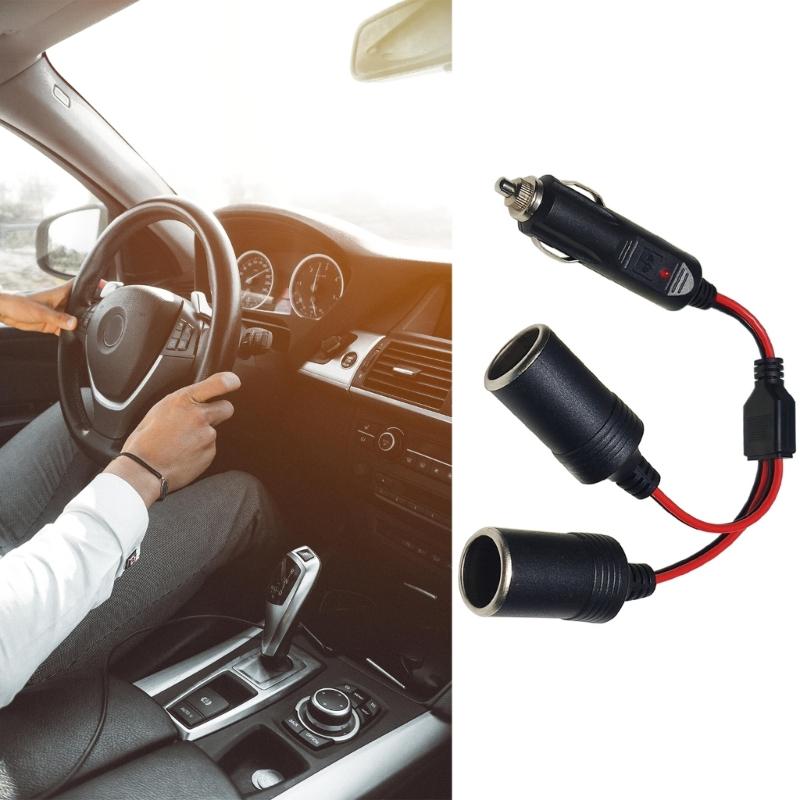 High-current Vehicle-mounted Car Cigarette Lighter Cable Line 1 In 2 Out Male To Double Female Y Splitter Adapter Cord