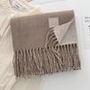 Solid color wool scarf shawl women's autumn and winter senior sense versatile fringed warm scarf couple student