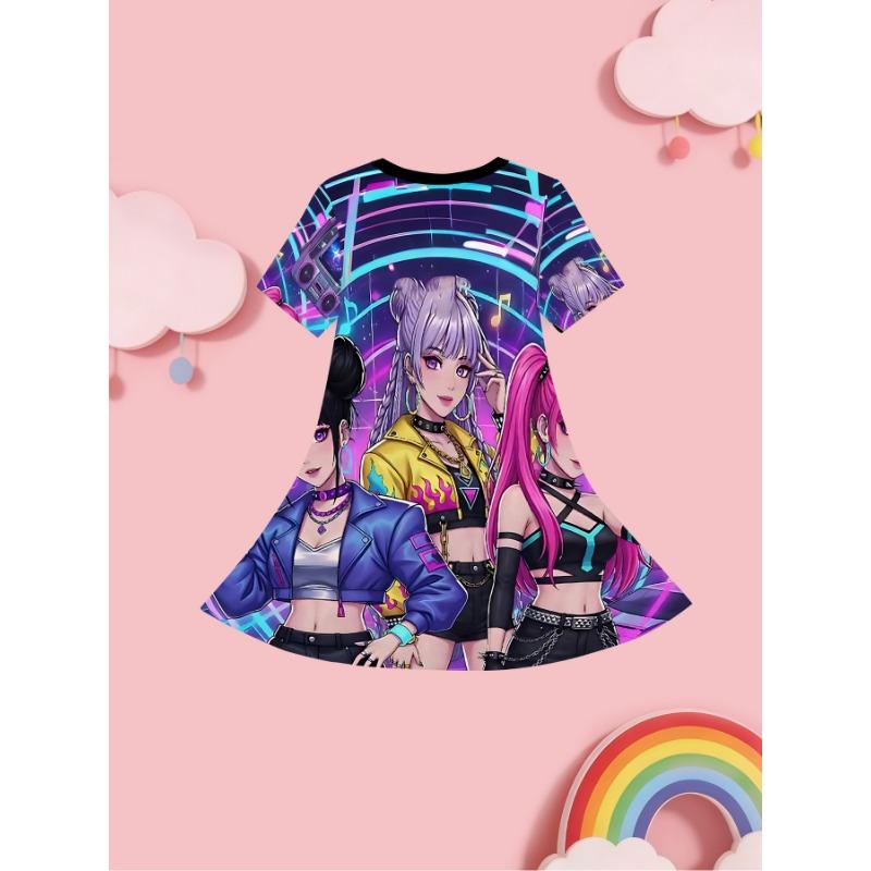 Digital Fashion Fantasy Girl Casual Short Sleeve Dress with Cute 3D Print