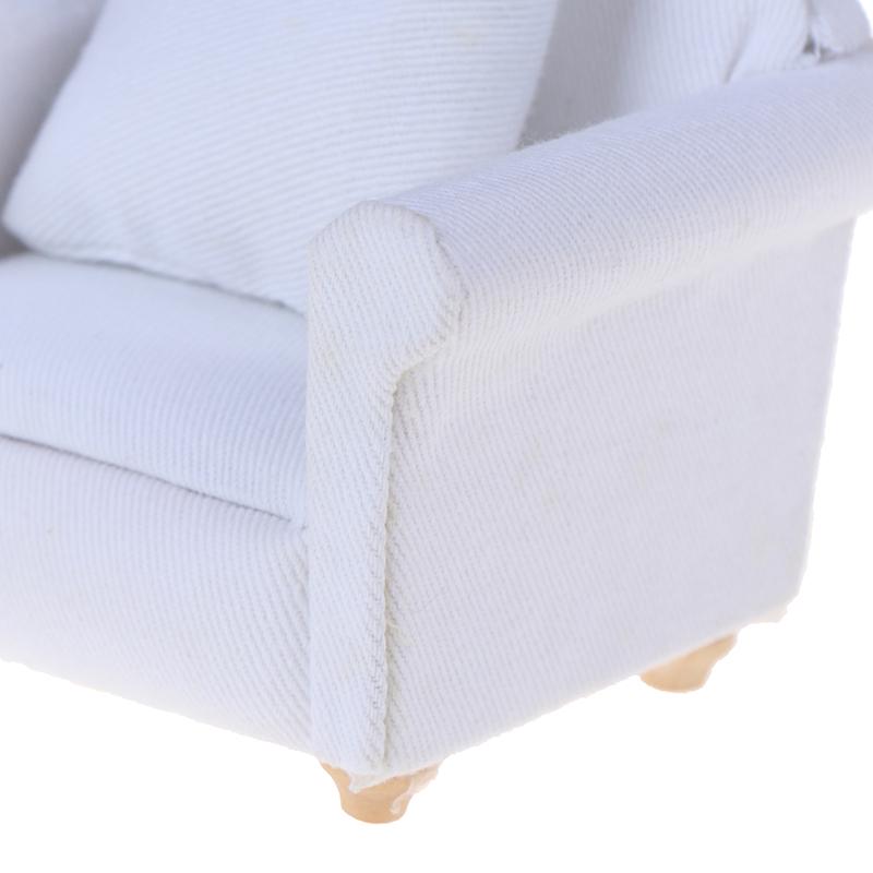 1/12 Dollhouse Miniature White Sofa With Back Cushion Doll House Accessories
