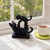 Stable Cat Statue 3D Printed Black Figurine, Modern Kitten Statue, Animal Shape Decoration Desk for Home Office, Gift Lovers Collectible Art