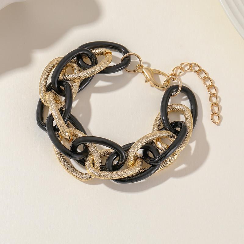 Accessories, Acrylic Leopard Geometric Colored Aluminum Chain Bracelet, Hip Hop Rough Jewelry For Women