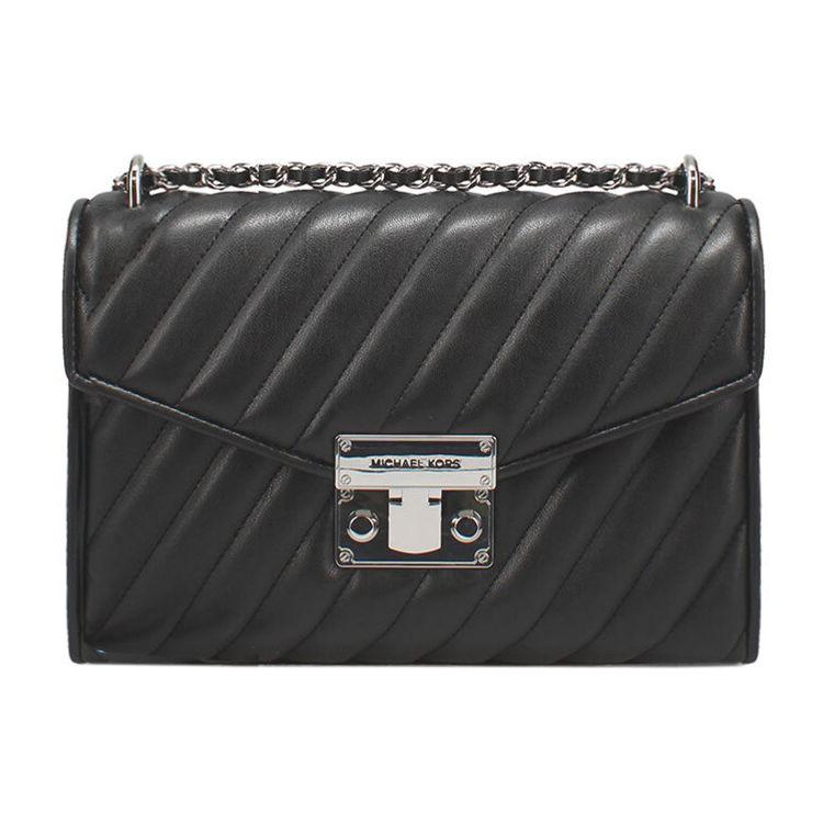 

Michael Kors MK Rose Chain Stitch Silver Buckle Flap Shoulder Crossbody Bag Medium Women bags Black 35T0SXOL2U-BLACK Basic Set (Bag+Dust Bag)