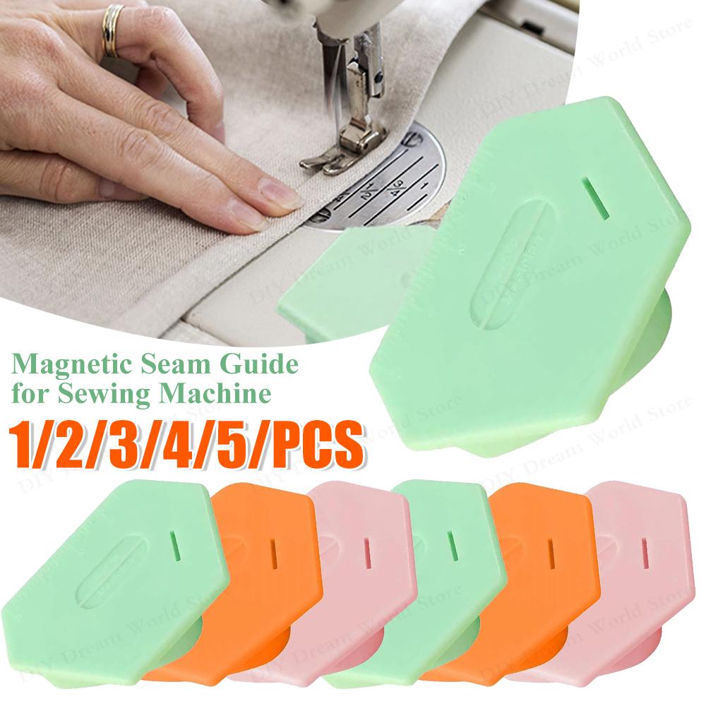 5-1PCS Magnetic Seam Guide Multifucntional Edge Polygonal Positioner Magnet Lock Stitcher For Hems Sewing Ruler Machine Accessor