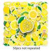 50 Cartoon Lemon Stickers - Waterproof DIY Fruit Decorations for Milk Tea Cups, Stationery, and Planners