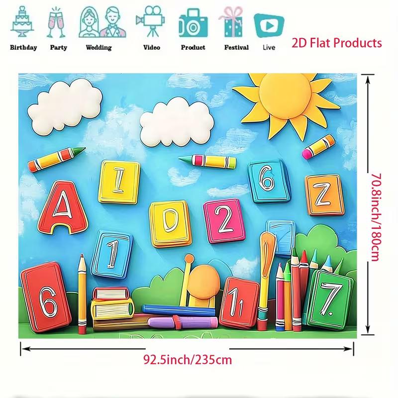 2D ABC Number Blocks Backdrop for First Day of School & Nursery Decor