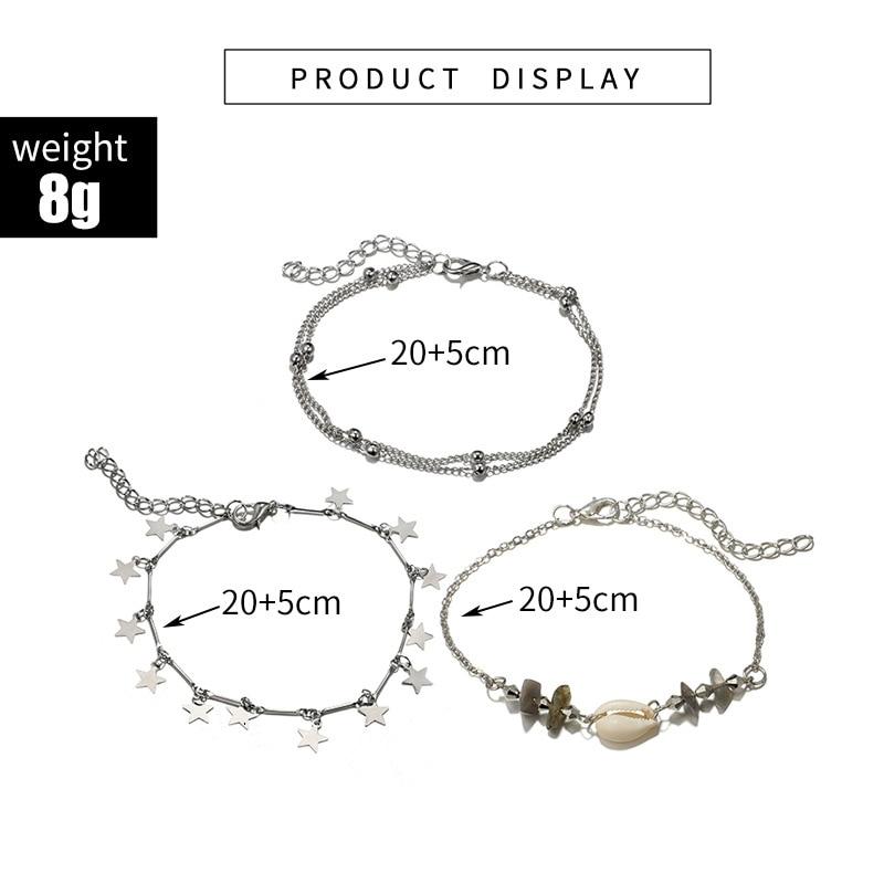 Boho Shell Star Beach Anklet Multilayer Silver Color Anklets Bracelets For Women Sandals Leg Chain Foot Jewelry Anckle Bracelets
