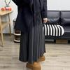 Damen Grauer Midilanger Gestrickter Plissierter Wollrock - 2025 Herbst/Winter Koreanischer Stil