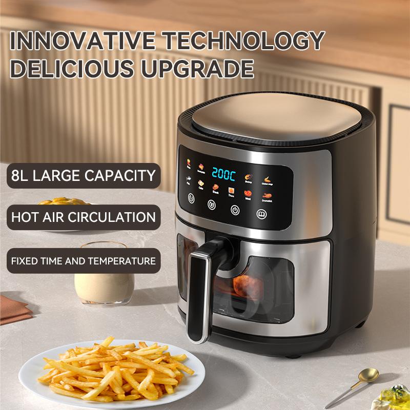 Air Fryer 8-in-1, 8L Compact Oil Free Cooker with Visible Window & Dishwasher Safe BasketDigital Preset Airfryer, Digital Control for Family