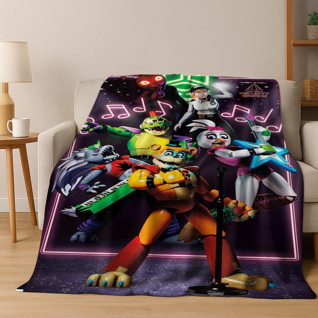 3D Game F-FNAF Freddy Cartoon Flannel Blanket for Bed Bedroom Room Living Room,Soft Warm Throw Blanket Camping Picnic Gift Kids