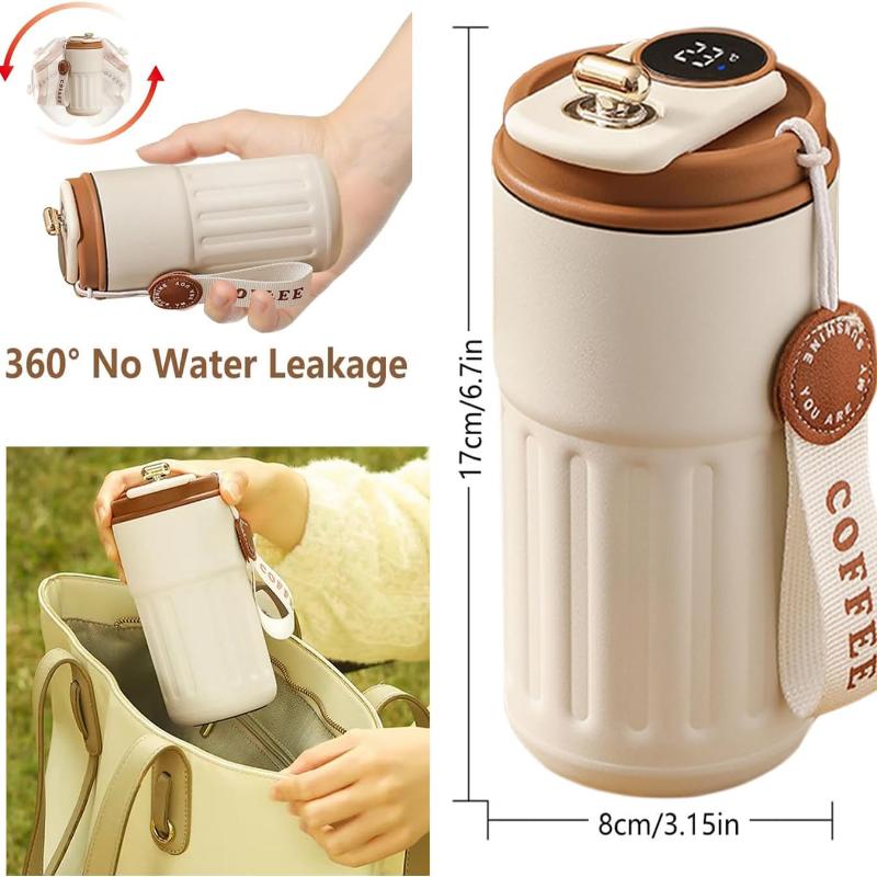 

Интеллектуальный термос для кофе - термос для кофе с дисплеем температуры, термос, более изысканная термос-бутылка для кофе для использования на открытом воздухе или во время занятий спортом слоновая кость