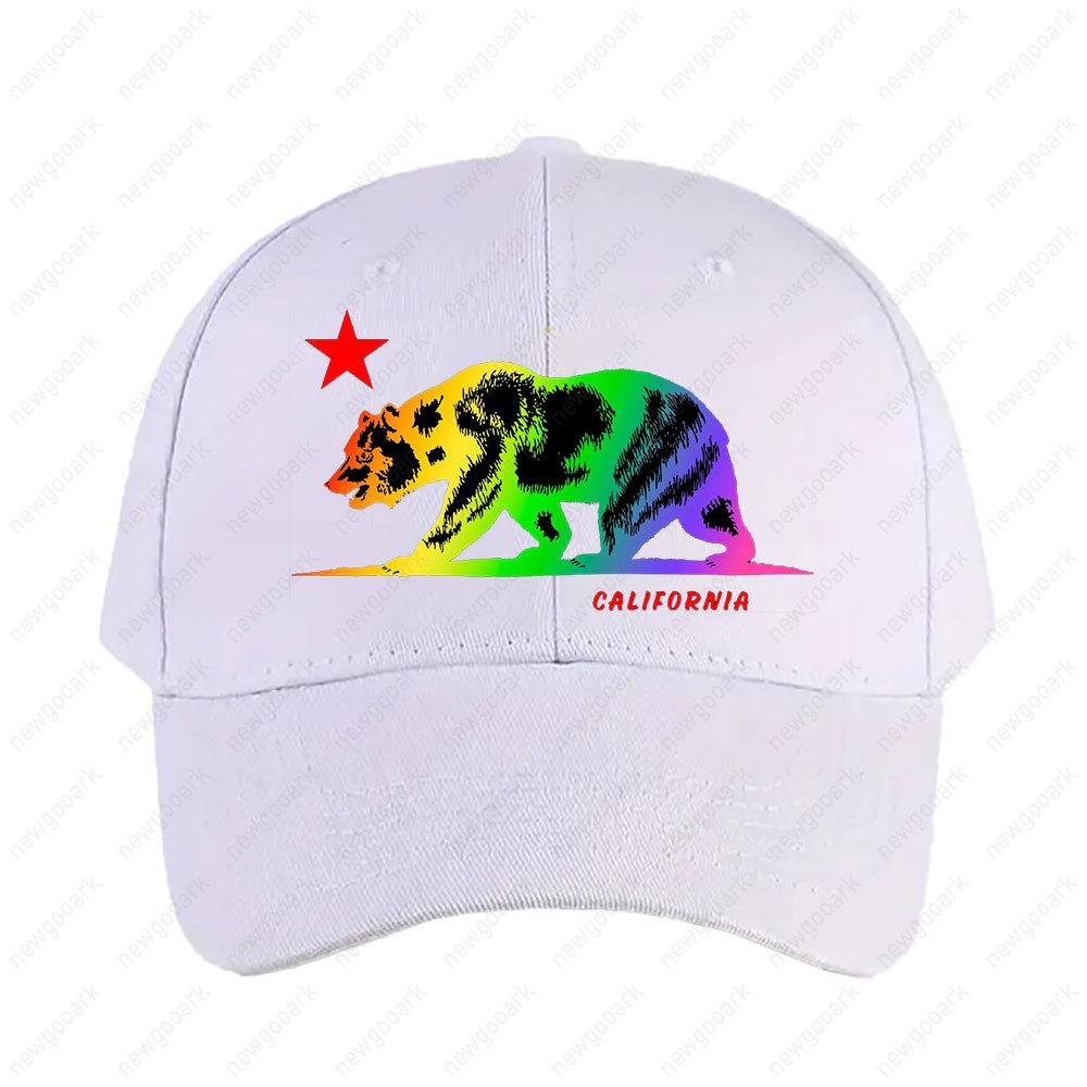California Republic Bear NCR Cali Gay Pride Rainbow Gradient Flag Cap Women Unisex Adult Casual Printed Baseball Caps Adjustable