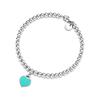 TIFFANY &CO Blue® Contas Diamante Azul 4mm Prata 925 Esmalte Pulseira Diamante Feminina GRP12057-Prata Pequeno