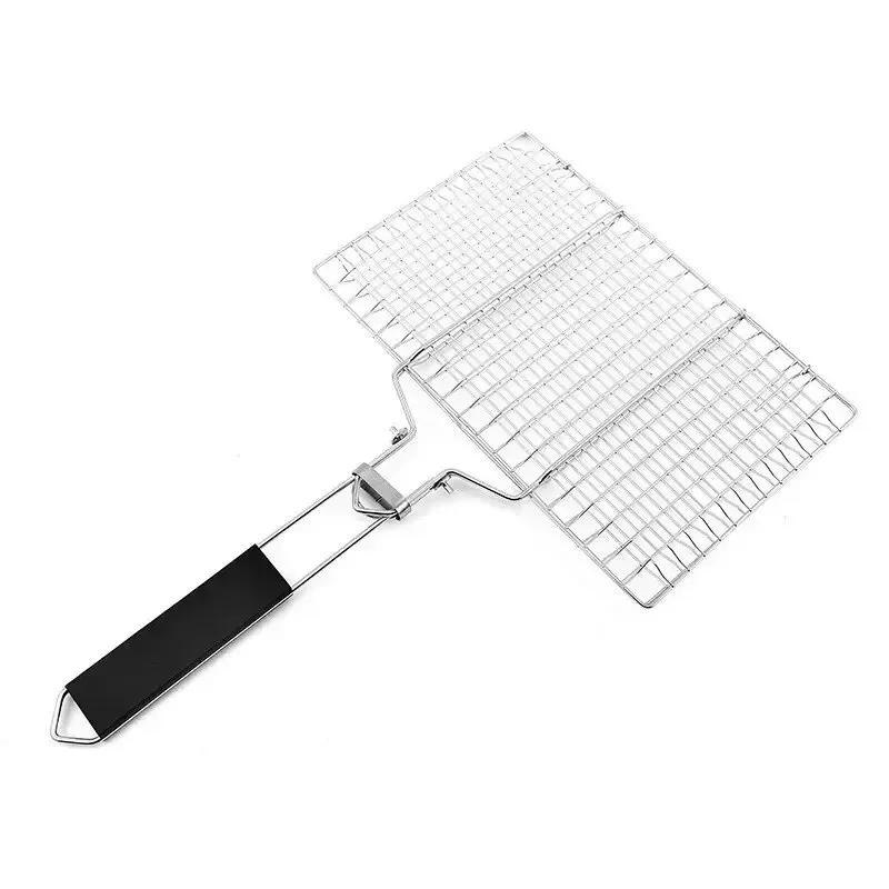 Stainless Steel Grilling Basket Foldable BBQ Mesh Non-Stick Grill Mesh Mat for Meat Vegetable Fish Steak Picnic Party BBQ Tool