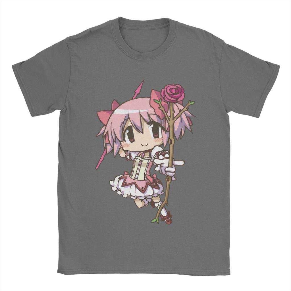Novelty Mahou Shoujo Madoka T-Shirts for Men Crewneck Cotton T Shirts Madoka Magica Anime Short Sleeve Tee Shirt Clothes