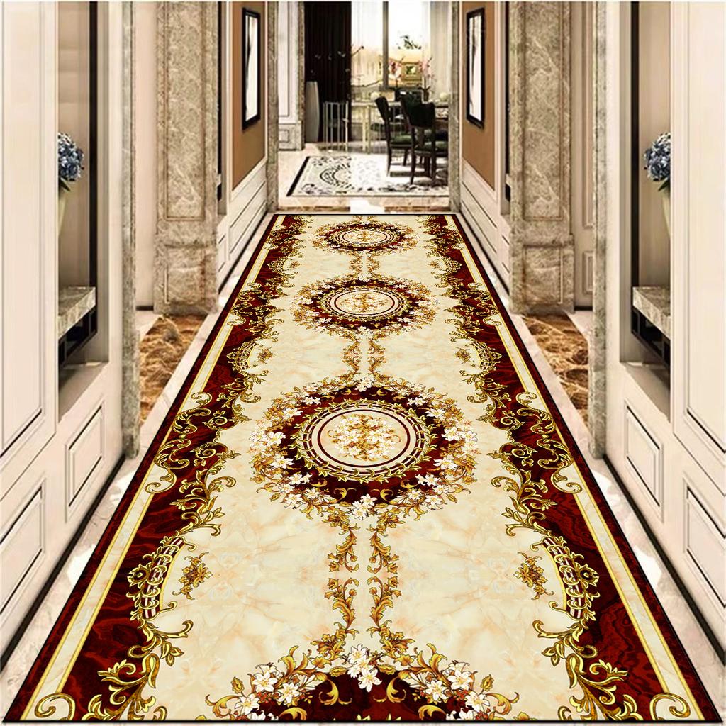 Europäische Dekoration Langer Flurteppich Wunderschöne Flurteppiche Rutschfeste Treppenmatte Heimläufer Gangbodenmatte Anpassbar