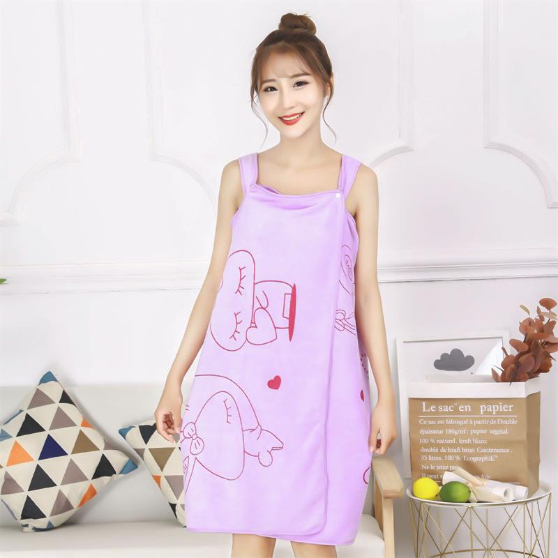 

Women s Cartoon Print Anti-Exposure Bath Skirt Towel - Versatile Wear for Beach, Beauty Salon, and Steaming One Size світло-фіолетового кольору