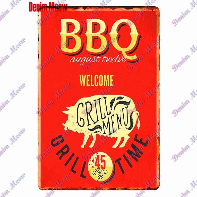 Pancarte Métallique Rétro pour Fête Barbecue Zone BBQ des Papas Temps de Grillade Affiche Décoration Murale pour Bar Pub Cuisine Maison WY