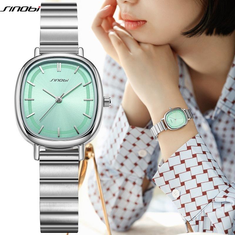 Watch Women'S Waterproof Niche Fashion Quartz Watch Bamboo Pattern Steel Belt Square Watch Women'S Watch 9869