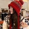 Elastic Thermally Fleece Hat Nordic Pattern Lightweight Cold Weather Headwear Elastic Winter Beanies For Travel