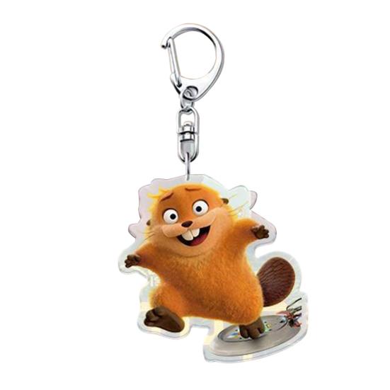 

1/6Pcs Keychain Transparent Acrylic Finish Lightweight Keychain Cartoon Beaver Design Expressive Character Key Holder Bags Phone Accessories D