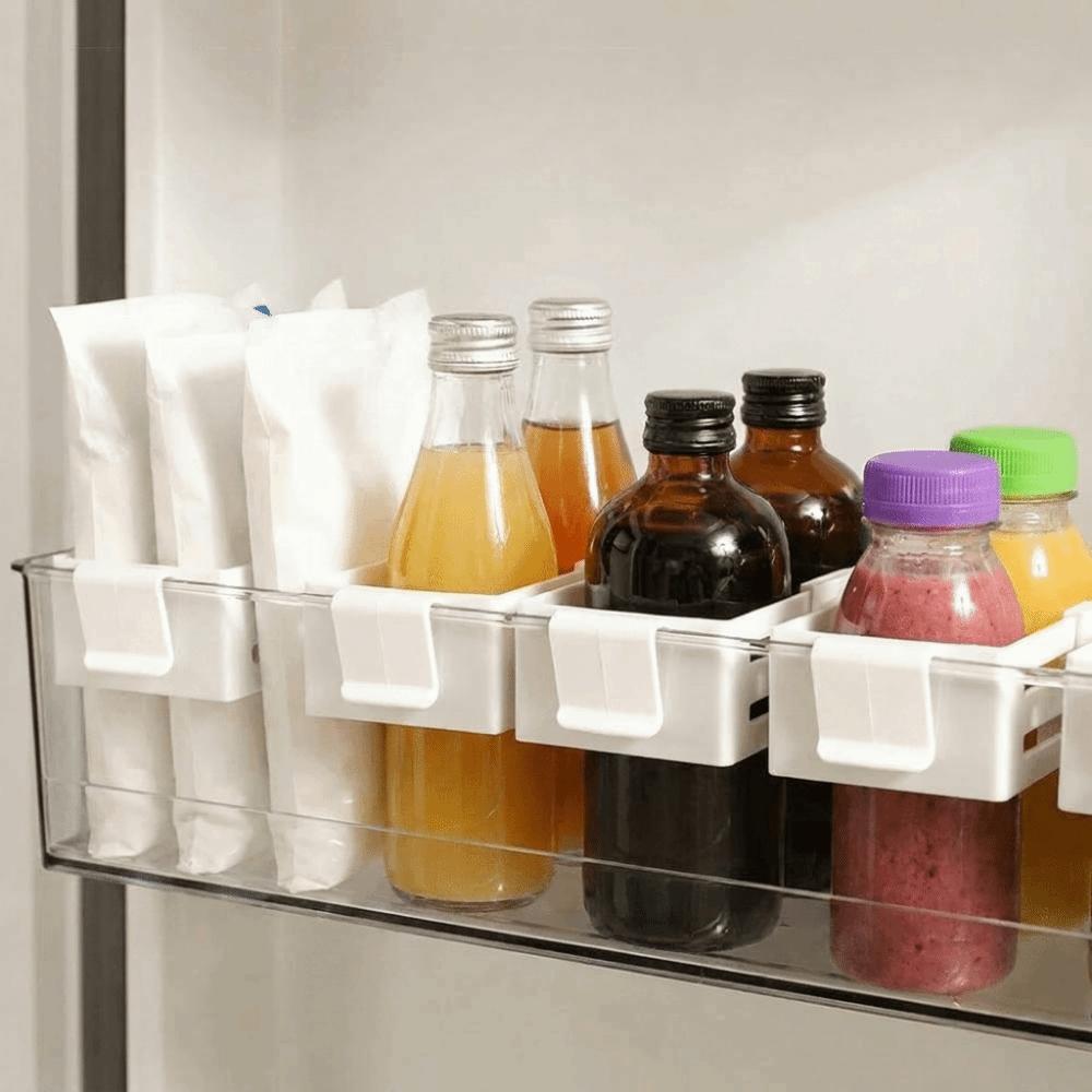 2 Stück Kunststoff Ausziehbar Kühlschrank Aufbewahrungsbox Hängend Platzsparend Kühlschrank Seitenwand Organizer Verstellbares Trenngitter Clip