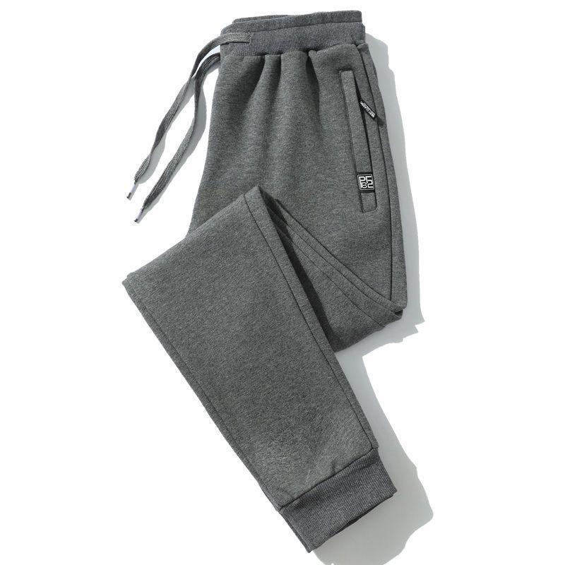 Pánské podzimní/zimní zateplené bavlněné tepláky s rovnými nohavicemi - Volný střih, nadměrná velikost, ležérní kalhoty