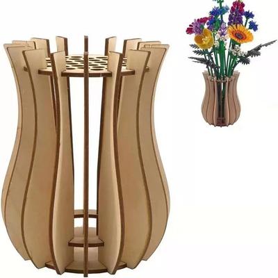 Dekorativer Blumenständer Sträuße mit schöner Holzvase aus Holz Holzpuzzle Blumenständer Typ+2