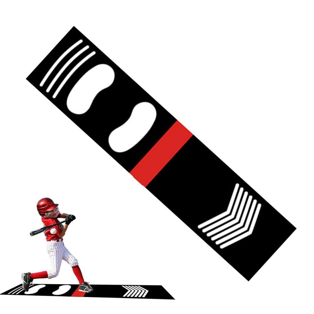 Non Slip Bottom Baseball Hitting Mat Wear Resistant Correct Standing Posture Batting Mat Footprint Design Baseball Training Mat