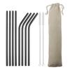 Metal Drinking Straw 304 Stainless Steel Colorful Straws Reusable Bent Straight Straw Set With Cleaner Brush Bar Party Accessory