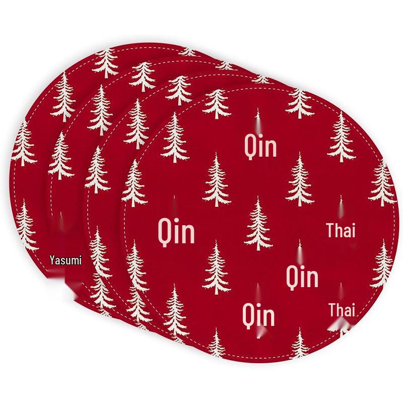 Festive Style Christmas Round Placemats - 4-Piece Set for Holiday Table Decor
