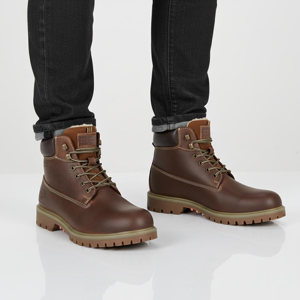 DOCKERS by Gerli Boots - Herren Winter Stiefel Schuhe Gefüttert Leder Braun 53AX103-400470 ORIGINAL