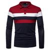 Men's Long-Sleeve Polo Shirt, 3-Color Design, Trendy European & American Casual Fashion T-Shirt 2023.