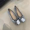 Fashion Bow Light Mouth Ballet Single Shoes Women's New Soft Leather Square Head Flats