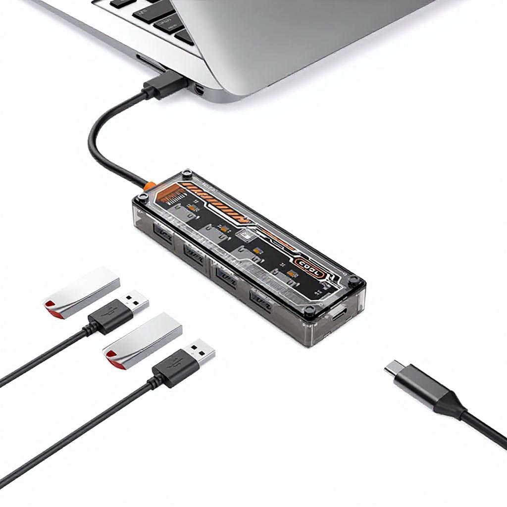 Popular Type-C USB Hub, Multi-functional Hub with USB 3.0/RJ45 Gigabit Expansion Port