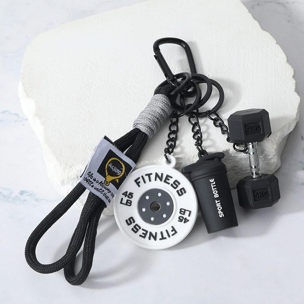 Fashion Detachable Fitness Series Pendant Simulation Style with Buckle Simulation Dumbbells Keyring Bag Charm