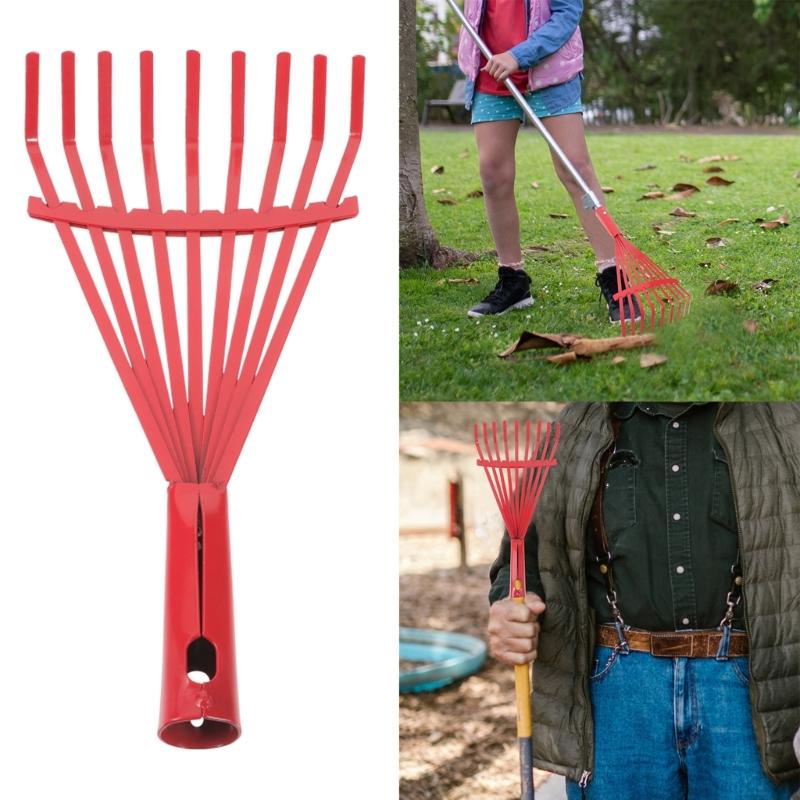 Carbon Steel Grass Rake Hand Rake Wire Broom Nine Tooth for Leaf Cleaning Garden Tool for Garden Maintenance Plant Care