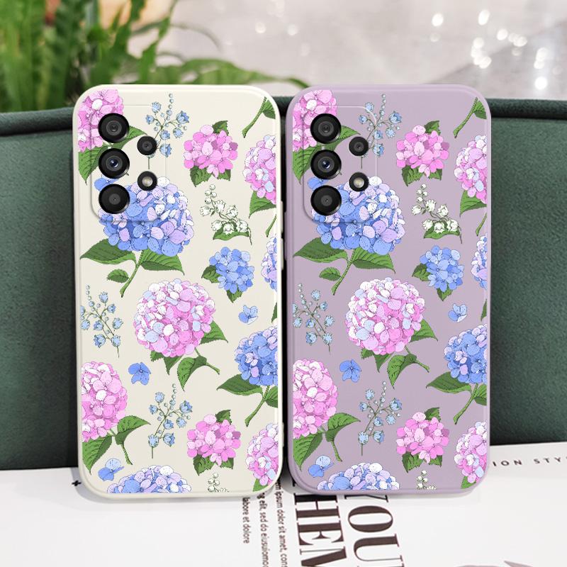 Beautiful Hydrangeas Case For Samsung Galaxy A73 A53 A33 A23 A13 A72 A52 A52S A32 A22 A12 A71 A51 A31 A21S 4G 5G Co