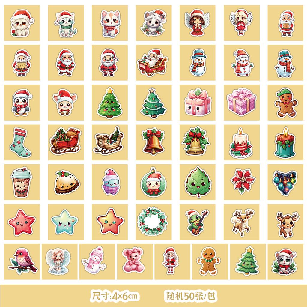 50 New Christmas Series Graffiti Stickers for Water Cups, Skateboards, Mobile Phones, Waterproof Decorative Stickers