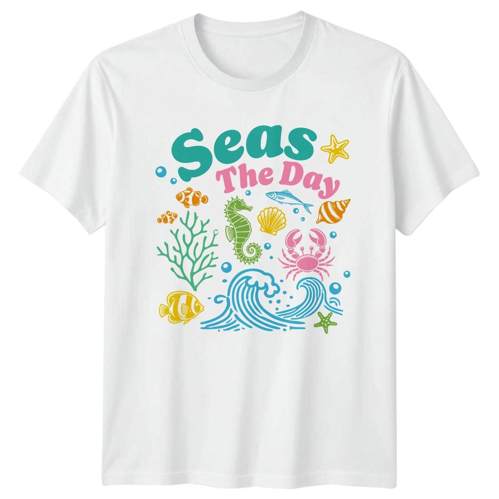 Seas The Day Marine Life Ocean Unisexs TShirt Unisexs Tee Graphic Top